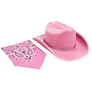 Aeromax Junior Cowboy Hat with Bandanna 6 piece party pack, Pink Sparkle.