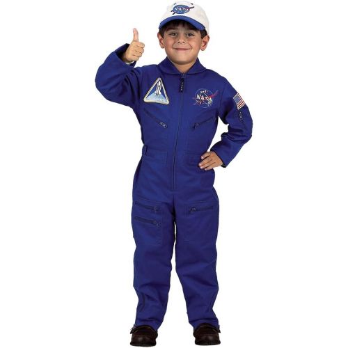  할로윈 용품Aeromax Jr. NASA Flight Suit, Blue, with Embroidered Cap and official looking patches, size 8/10.