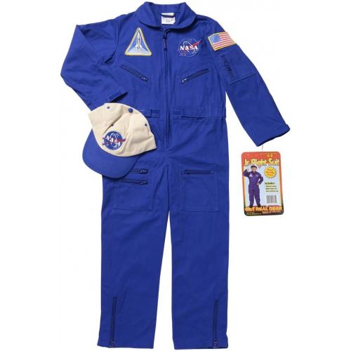  할로윈 용품Aeromax Jr. NASA Flight Suit, Blue, with Embroidered Cap and official looking patches, size 8/10.