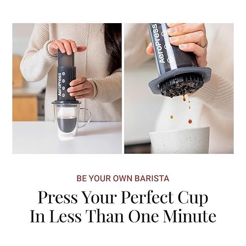  AeroPress Original Coffee Press ? 3 in 1 brew method combines French Press, Pourover, Espresso - Full bodied, smooth coffee without grit, bitterness - Small portable coffee maker for camping & travel