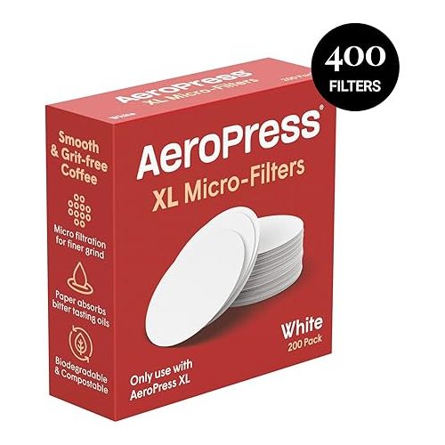  AeroPress XL Replacement Filter Pack - Micro-filters For AeroPress XL Coffee And Espresso-Style Coffee Maker - 2 Pack (400 count)