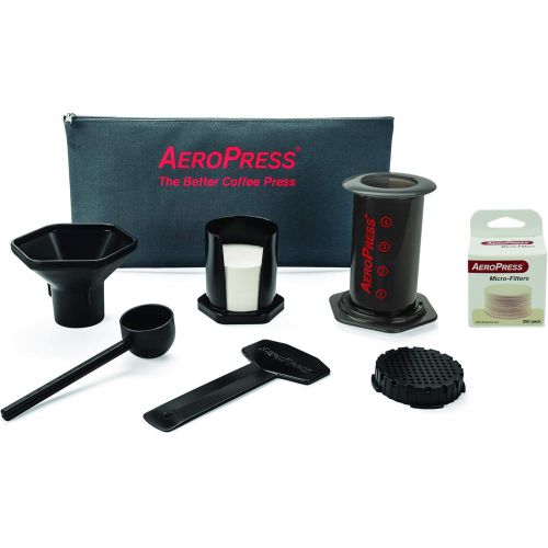  [아마존베스트]AeroPress Coffee and Espresso Maker with Tote Bag and 350 Additional Filters - Quickly Makes Delicious Coffee Without Bitterness - 1 to 3 Cups Per Press