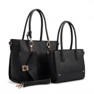 Aerusi Camelia Collection Womens 3 Set Gold Accented Vegan Leather Shoulder Handbag Travel Shoulder Bag