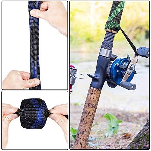  [아마존베스트]afdg Protective cover for fishing rod, 3 pieces, fishing rod cover, braided fishing rod cover with lanyard, adjustable to prevent scratching of the fishing rod (3 colours)