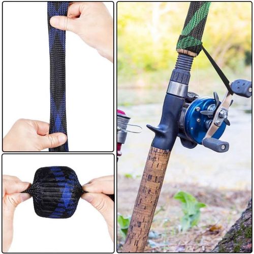  [아마존베스트]afdg Protective cover for fishing rod, 3 pieces, fishing rod cover, braided fishing rod cover with lanyard, adjustable to prevent scratching of the fishing rod (3 colours)