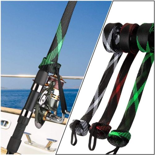  [아마존베스트]afdg Protective cover for fishing rod, 3 pieces, fishing rod cover, braided fishing rod cover with lanyard, adjustable to prevent scratching of the fishing rod (3 colours)