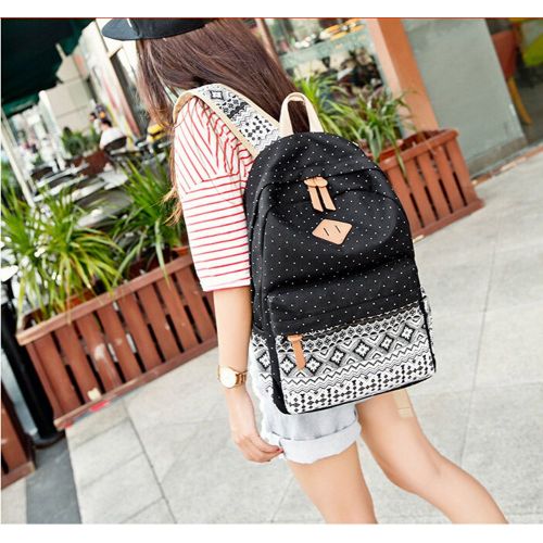  Affei 4pcs School Backpack Set for Girls Boys Canvas Backpacks Teen Girls Lunchbox Daily Sports Bags Backpack Lunch Bag
