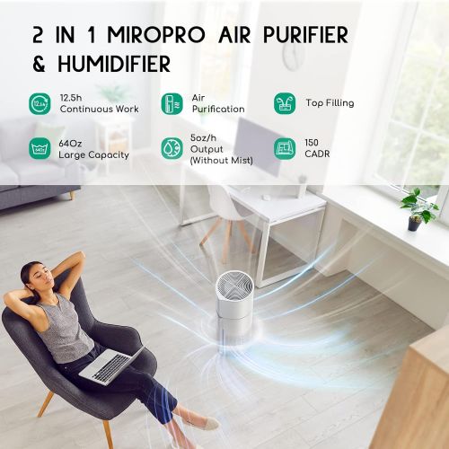  Afloia 2 in 1 HEPA Air Purifier with Humidifier, 3 Stage H13 Filters for Home Allergies Pets Hair Smoker Odors, Evaporative Humidifier, Auto Shut Off, Quiet Air Cleaner with Seven