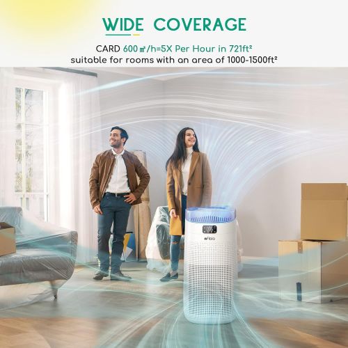  Afloia Air Purifier for Home large room, up to 1500 Sq Ft, H13 True HEPA Filter，4 Stage Filtration for Allergies Pets Odors Dust Pollen Smoke, Smart Air Cleaner WiFi Alexa Control