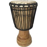 [아마존베스트]Africa Heartwood Project Hand-carved African Djembe Drum - Solid Wood, Goat Skin - Made in Ghana - 8x16