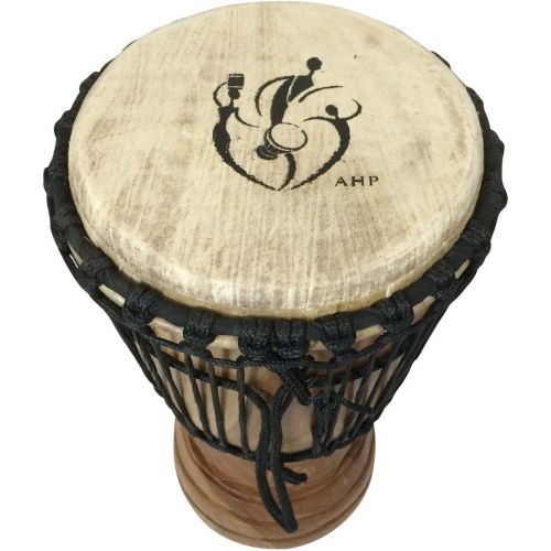  [아마존베스트]Africa Heartwood Project Hand-carved African Djembe Drum - Solid Wood, Goat Skin - Made in Ghana - 8x16