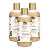 [아마존 핫딜] African Pride Moisture Miracle Honey & Coconut Oil Shampoo (3 Pack) - For Natural Coils & Curls, Nourishes & Shines, Sulfate Free, Color Safe, 12 oz