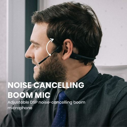  [아마존베스트]AfterShokz OpenComm Wireless Stereo Bone Conduction Bluetooth Headset with Noise-Canceling Boom Microphone for Office Home Business Trucker Drivers Commercial Use