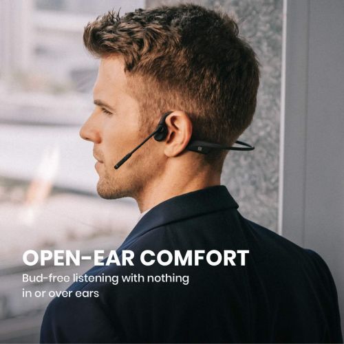  [아마존베스트]AfterShokz OpenComm Wireless Stereo Bone Conduction Bluetooth Headset with Noise-Canceling Boom Microphone for Office Home Business Trucker Drivers Commercial Use