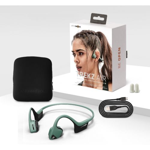  Aftershokz AfterShokz Trekz Air Open Ear Wireless Bone Conduction Headphones, Forest Green, AS650FG