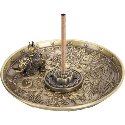  인센스스틱 Agatige Incense Stick Holder, Brass Incense Burner Incense Holder Dragon Phoenix Plate Stick Burner Lotus Elephant Stand Home Worship