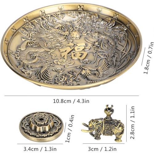  인센스스틱 Agatige Incense Stick Holder, Brass Incense Burner Incense Holder Dragon Phoenix Plate Stick Burner Lotus Elephant Stand Home Worship