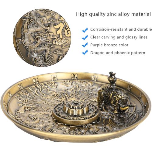  인센스스틱 Agatige Incense Stick Holder, Brass Incense Burner Incense Holder Dragon Phoenix Plate Stick Burner Lotus Elephant Stand Home Worship