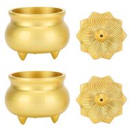 인센스스틱 Agatige 2Pcs Incense Burner with Lotus Incense Stick Holder, Copper Golden Insence Holder Mini Censer Incense Burner Bowl for Home Decor