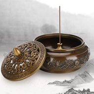 인센스스틱 Agatige Copper Censer Incense Burner Bowl with Lid, Vintage Insences Holder with Calabash Incense Stick Holder for Stick/Cone/Coil Incensee