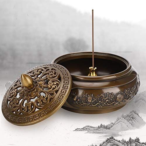  인센스스틱 Agatige Copper Censer Incense Burner Bowl with Lid, Vintage Insences Holder with Calabash Incense Stick Holder for Stick/Cone/Coil Incensee