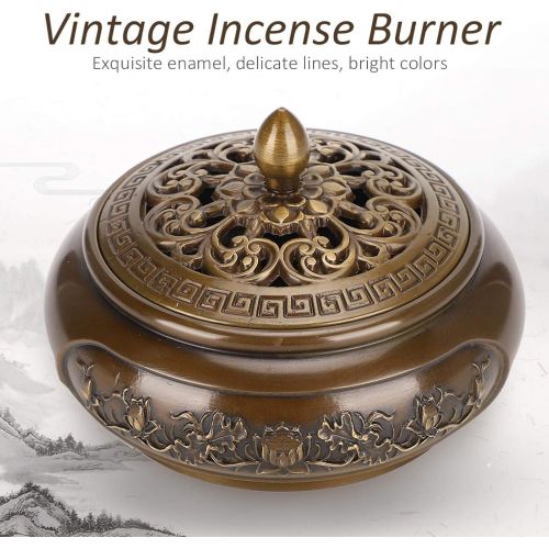  인센스스틱 Agatige Copper Censer Incense Burner Bowl with Lid, Vintage Insences Holder with Calabash Incense Stick Holder for Stick/Cone/Coil Incensee