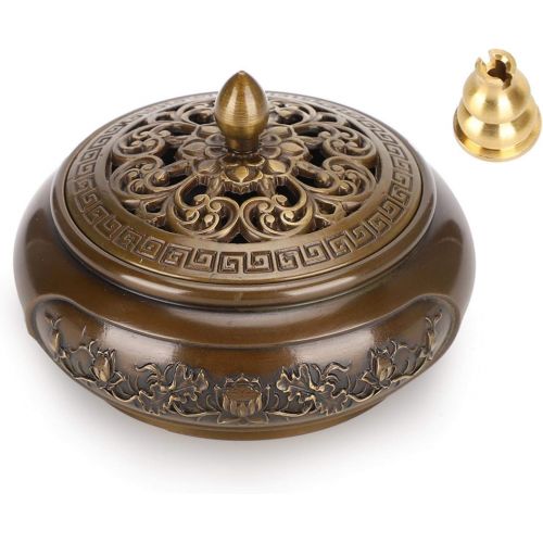  인센스스틱 Agatige Copper Censer Incense Burner Bowl with Lid, Vintage Insences Holder with Calabash Incense Stick Holder for Stick/Cone/Coil Incensee