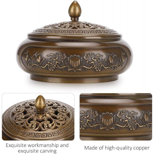  인센스스틱 Agatige Copper Censer Incense Burner Bowl with Lid, Vintage Insences Holder with Calabash Incense Stick Holder for Stick/Cone/Coil Incensee