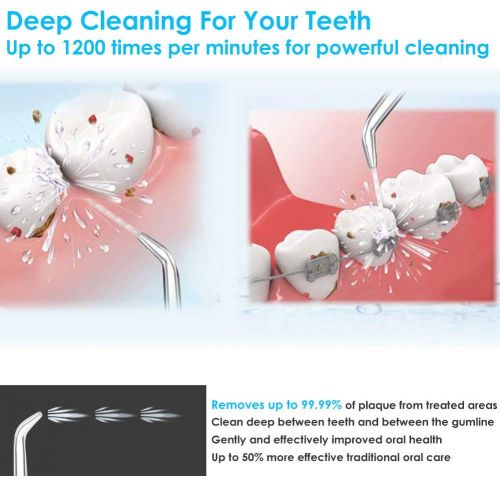  Agitato Water Flosser Teeth Cleaner Cordless Oral Irrigator with 300ml Water Tank IPX7 Waterproof 4...