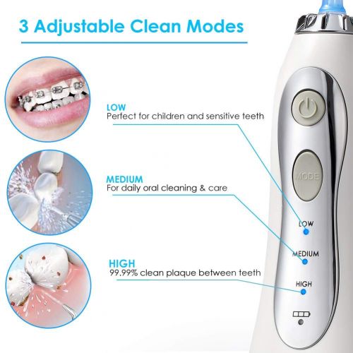  Agitato Water Flosser Teeth Cleaner Cordless Oral Irrigator with 300ml Water Tank IPX7 Waterproof 4...