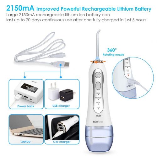  Agitato Water Flosser Teeth Cleaner Cordless Oral Irrigator with 300ml Water Tank IPX7 Waterproof 4...