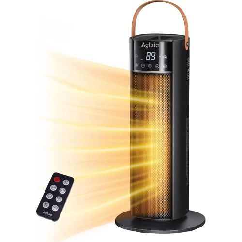  Space Heater for Indoor Use, 1500W Fast Heating, 65°Oscillation, Aglaia Portable Electric Heaters with Thermostat, Overheating & Tip-over Protection, Timer & Remote Control for Bed