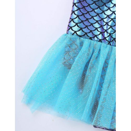  Agoky Girls Glitters Mermaid Scales Tutu Dress Princess Party Ballet Gymnastics Leotard Dance Halloween Costumes