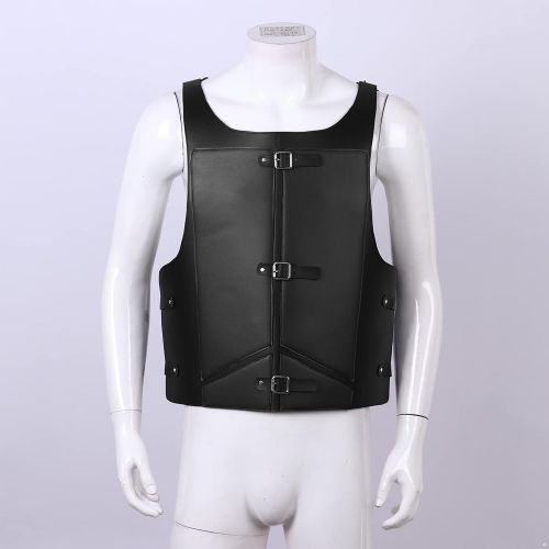  할로윈 용품Agoky Mens PU Leather Medieval Armor Chest Vest Tank Armour Halloween Cosplay Fancy Costume