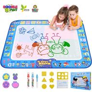 [아마존베스트]GTurtle Water Drawing Mat Doodle Mat Educational Learning Birthday Toddler Toys Gifts Painting Writing Magic Water Drawing Mat Toys for 2-6 Year Old Girls Boys Large Size 37.7X 29.