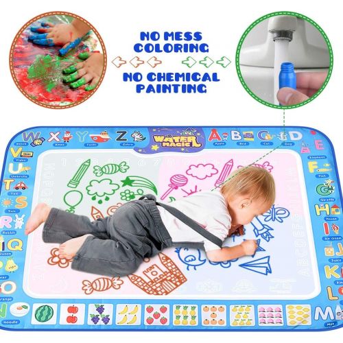  [아마존베스트]Agomttv Magic Doodle Mat 60 X 40 Inches Extra Large Water Drawing Mat Educational Toys Gifts for Toddlers Boys Girls Age 3-12 Year Old