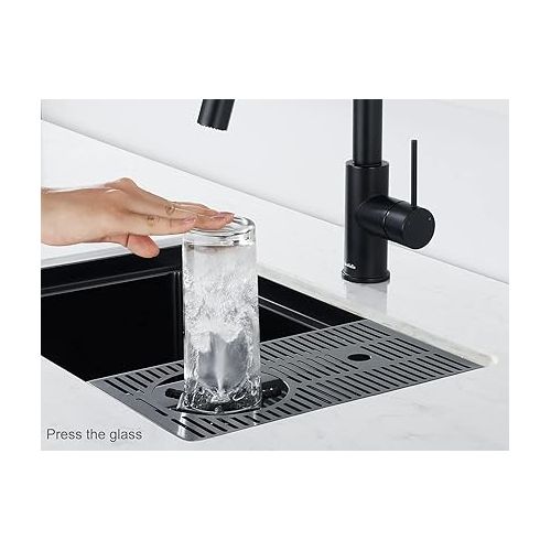  AS1514XGB Gunmetal Black Bar Sink with Glass Rinser Stainless Steel Undermount Prep Kitchen Sink 23-1/4 x 14 Inches Single Bowl