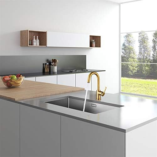  AguaStella AS1010BG Brushed Gold Bar Faucet or Prep Kitchen Sink Faucet with Single Handle