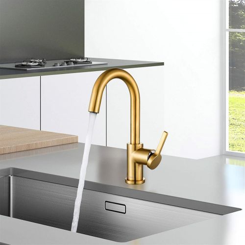  AguaStella AS1010BG Brushed Gold Bar Faucet or Prep Kitchen Sink Faucet with Single Handle