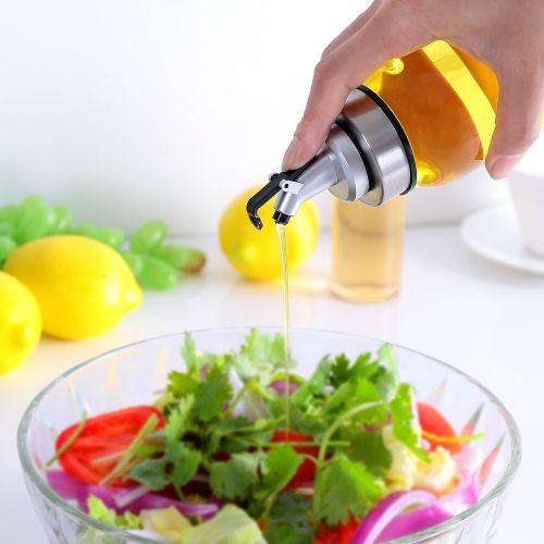  Olive Oil Dispenser Cruet Set - Agvincy Salad Dressing Bottle for Vinegar, Soy Sauce Including 17oz & 6oz Glass Bottles and 1 Replaceable Non-Drip Spout