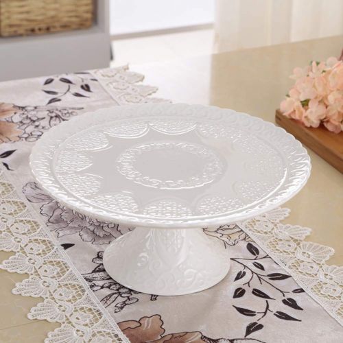  Agyvvt Cake Stand White Ceramic 12 Inch Cupcake Display Fruits Dessert Serving Tray with Clear Plastic Dome for Baby Shower Wedding Birthday Party Home Decoration