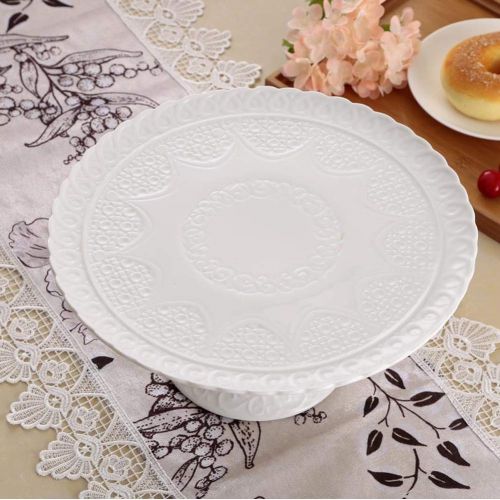  Agyvvt Cake Stand White Ceramic 12 Inch Cupcake Display Fruits Dessert Serving Tray with Clear Plastic Dome for Baby Shower Wedding Birthday Party Home Decoration