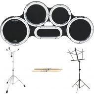 Ahead S-hoop Chavez Tenor Practice Pad Set Stands Bundle - 4/5/6 Combination - Black with Chrome Hoops