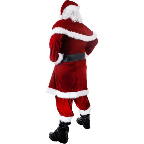  할로윈 용품Ahititi Santa Costume for Men 12pcs Set Red Deluxe Velvet Christmas Party Cosplay for Adult Santa Claus Suit