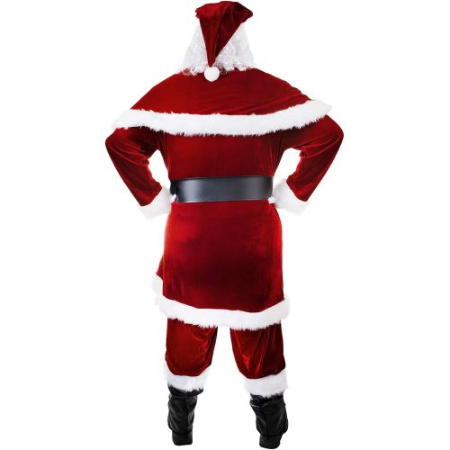  할로윈 용품Ahititi Santa Costume for Men 12pcs Set Red Deluxe Velvet Christmas Party Cosplay for Adult Santa Claus Suit