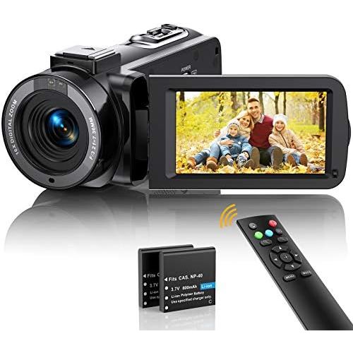  [아마존베스트]Ahlirmoy Videokamera Camcorder FHD 1080p 36MP Vlogging Kamera fuer YouTube IR Nachtsicht 30FPS Digitalkamera 3,0 270°Drehbarer IPS Bildschirm Kamera Camcorder mit 16X Digitalzoom, Fernbedien