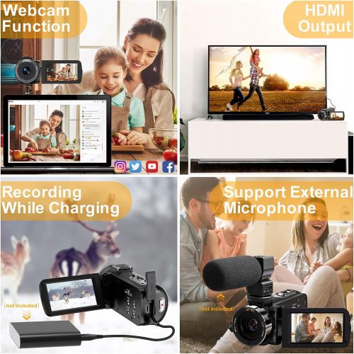  [아마존베스트]Ahlirmoy Videokamera Camcorder FHD 1080p 36MP Vlogging Kamera fuer YouTube IR Nachtsicht 30FPS Digitalkamera 3,0 270°Drehbarer IPS Bildschirm Kamera Camcorder mit 16X Digitalzoom, Fernbedien