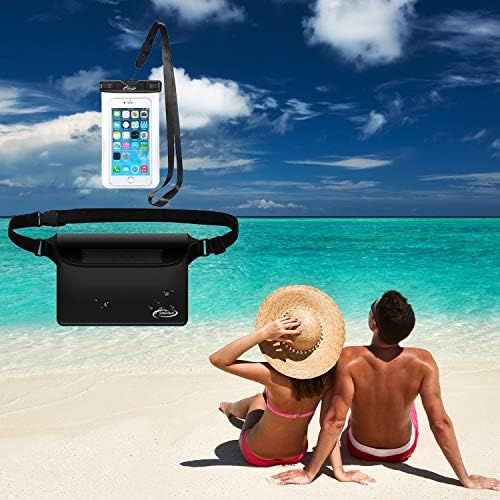  [아마존베스트]AiRunTech Waterproof Dry Bag and Waterproof Cell Phone Bag for Outdoor Water Sports, Boating, Hiking,Kayaking,Fishing (1 Phone case(Clear) + 1 Fanny Pack(Black))