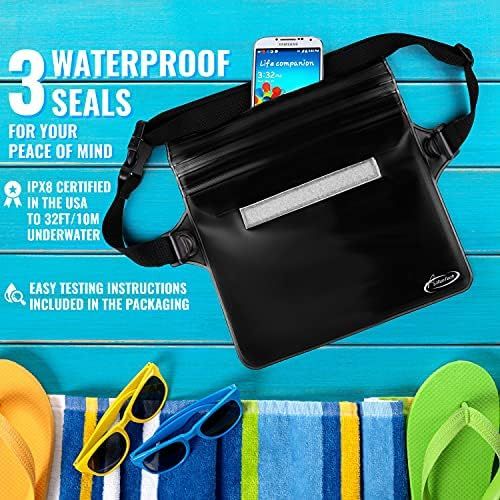  [아마존베스트]AiRunTech Waterproof Dry Bag and Waterproof Cell Phone Bag for Outdoor Water Sports, Boating, Hiking,Kayaking,Fishing (1 Phone case(Clear) + 1 Fanny Pack(Black))