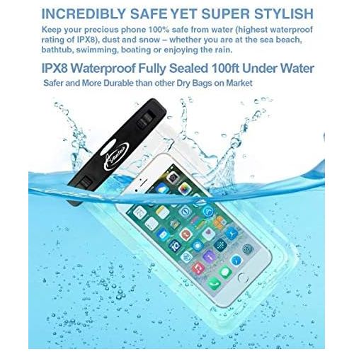  [아마존베스트]AiRunTech Waterproof Dry Bag and Waterproof Cell Phone Bag for Outdoor Water Sports, Boating, Hiking,Kayaking,Fishing (1 Phone case(Clear) + 1 Fanny Pack(Black))